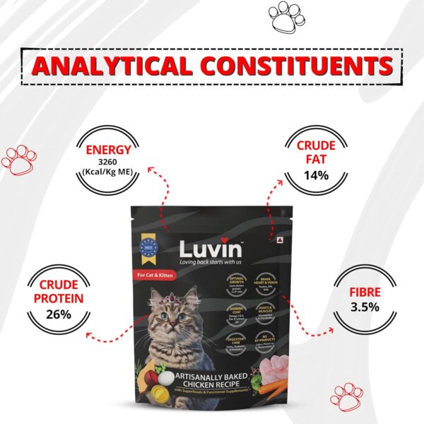 71ljKkV7woL._SL1500_.jpg Luvin Artisanally Baked Premium Dry Cat Food - 1.5Kg | Cat & Kitten 6m+ | Digestive Care Optimal Growth Formula for All Life Stages