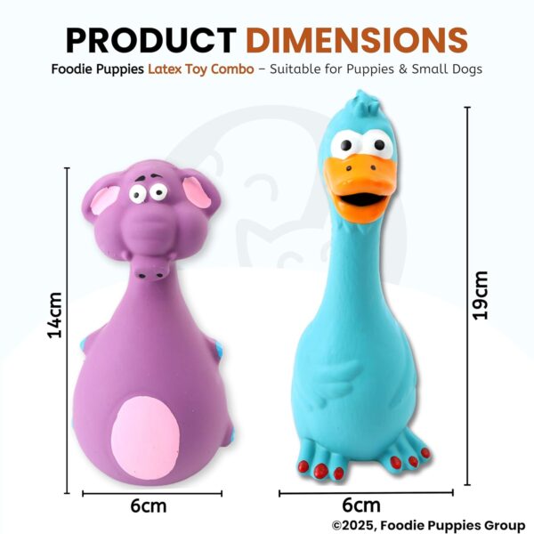 Foodie Puppies Latex Squeaky Dog Toys Combo - (Purple Elephant and Blue Duck) Animal Design, Fetch & Chew Safe Play Toy | Suitable for Cats, Kitten, Small to Medium Dogs & Puppies