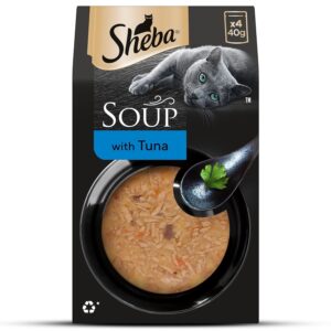 Sheba Soup with Tuna Adult Wet Cat Food, 160g (4 Sheba Soup with Tuna Adult Wet Cat Food, 160g (4 x 40g), Finely Sliced Pieces of Tuna in Smooth, Silky and Velvety Broth