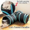 Cat Tunnel - 3 Way Interactive Play Toy for Kittens, Dogs, and Rabbits - Foldable Pet Tunnel With Ball (Dark Blue)