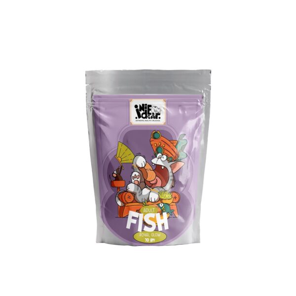 Indie Cat Adult Fish Royal Glow Meal (70g), Wet Food for Cats, Grain & Gluten Free, Natural Healthy Minced Cat Food Pouch - Pack of 5