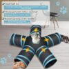 Cat Tunnel Kitten Dog Rabbits Cat Interactive Toy Play Toy Foldable Pet Cat Toy with Ball Tunnel (5 Way, Dark Blue)