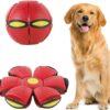 Dog Flying Saucer Disc, Outdoor Flat Throw Toy, Changeable Shape Pet Ball, Medium Large Dogs, Decompression Bouncy Ball (Red)