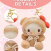 Plush Keychain Featuring a Cute Plush Bear Head Cat Perfect for Bags Purses Or As a Soft Toys Plush Toys Gift for Women Girls