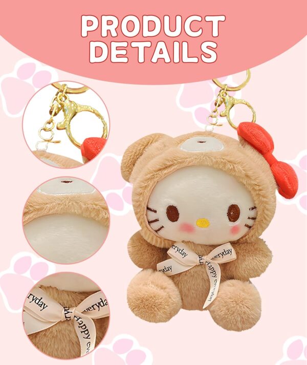 Plush Keychain Featuring a Cute Plush Bear Head Cat Perfect for Bags Purses Or As a Soft Toys Plush Toys Gift for Women Girls