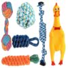 Dog Toy Set - Tail, Chew, Puppy Teething, Rope, Squeaky Toys for Small to Medium Dogs (Pack of 6)
