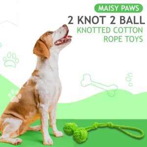 4 Knotted Cotton Rope Ball Toys |Teeth Cleaning, Chewing for 4 Knotted Cotton Rope Ball Toys |Teeth Cleaning, Chewing for Small & Medium Dog/cat/Puppy (Pack of 1, Multi Color)