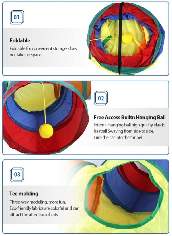 24x7 eMall Cat 2 Way Tunnel Cat Toy Indoor Outdoor Kitty Puppy Puzzle Exercise Hiding Training Toy Pet Tube Collapsible Play Toy - 122 CM