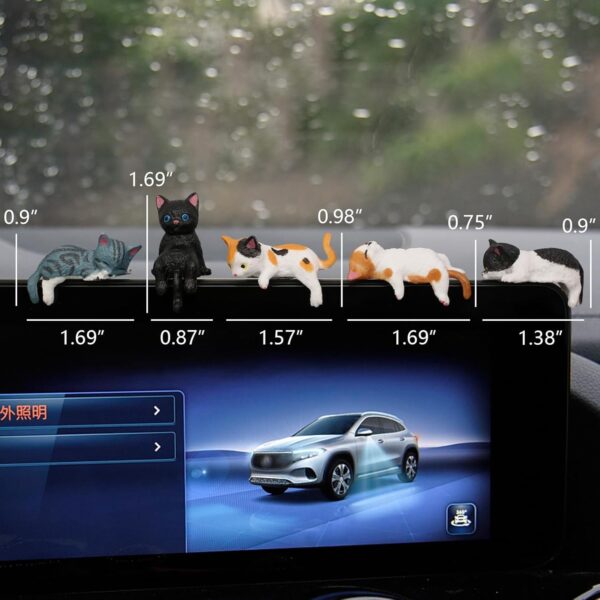 5Pcs Car Decor Accessories, Car Toys for Car Interior, Sleeping Cat Figurines for Rearview Mirror Home Office Any Occasion
