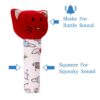 Pikipo Kitty Face Rattle Soft Toy with Squeeze Handle for Squeaky Sound (Red)