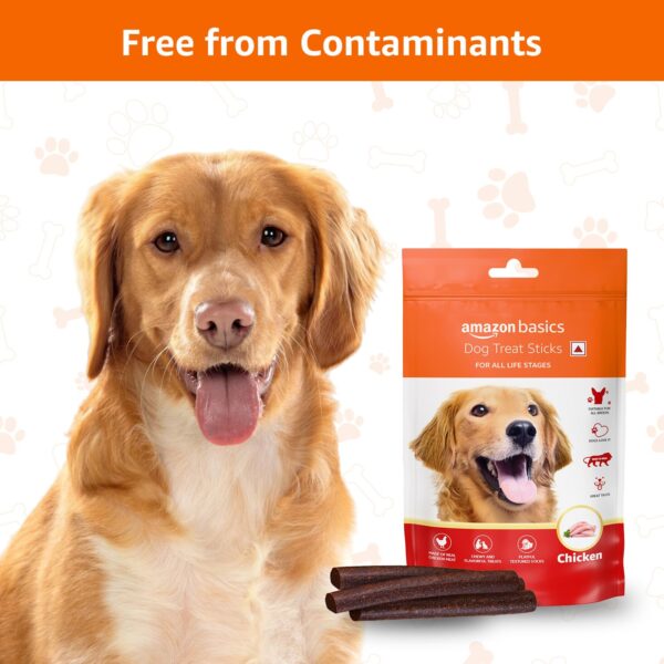 71rFFcKFxPL._SL1500_.jpg Amazon Basics Dog Treat Sticks 140 gm, Chewy Meat Sticks for Adult Dogs and Puppies, High Protein Dog Treats for Training and Snacks, Made of Real Chicken Meat, Ziplock Pack, Chicken Flavor
