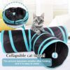 Cat Tunnel - 3 Way Interactive Play Toy for Kittens, Dogs, and Rabbits - Foldable Pet Tunnel With Ball (Dark Blue)