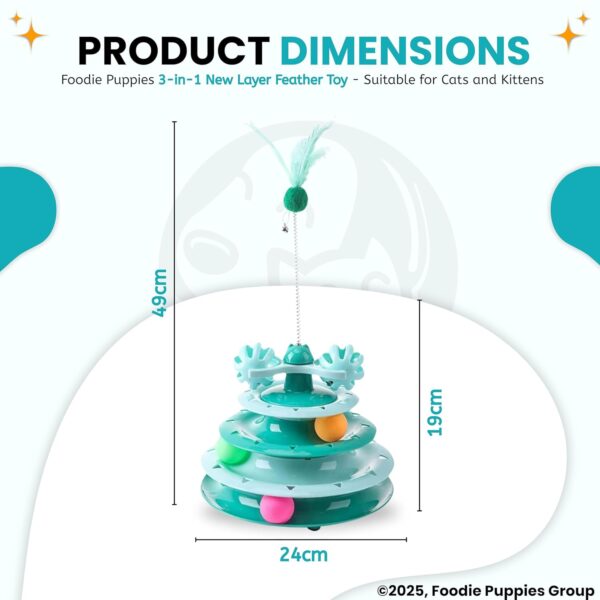 Foodie Puppies Interactive Tower of Tracks Toy for Cats and Kittens (3 Layer Feather Toy) Game Entertainment Circular Training Amusement Plate with Colorful Balls for Cats & Kittens
