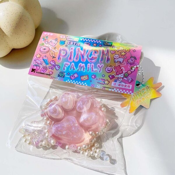 2pcs Taba Squishy, Cat Paw Squishy Toys with Pearl Butterfly Decor, Adorable & Fufu Squishy Stress Relief Gifts for Cute Fidget Toy for Kids & Adults, for Parties & RelaxationToys