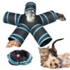 Cat Tunnel Kitten Dog Rabbits Cat Interactive Toy Play Toy Foldable Pet Cat Toy with Ball Tunnel (5 Way, Dark Blue)
