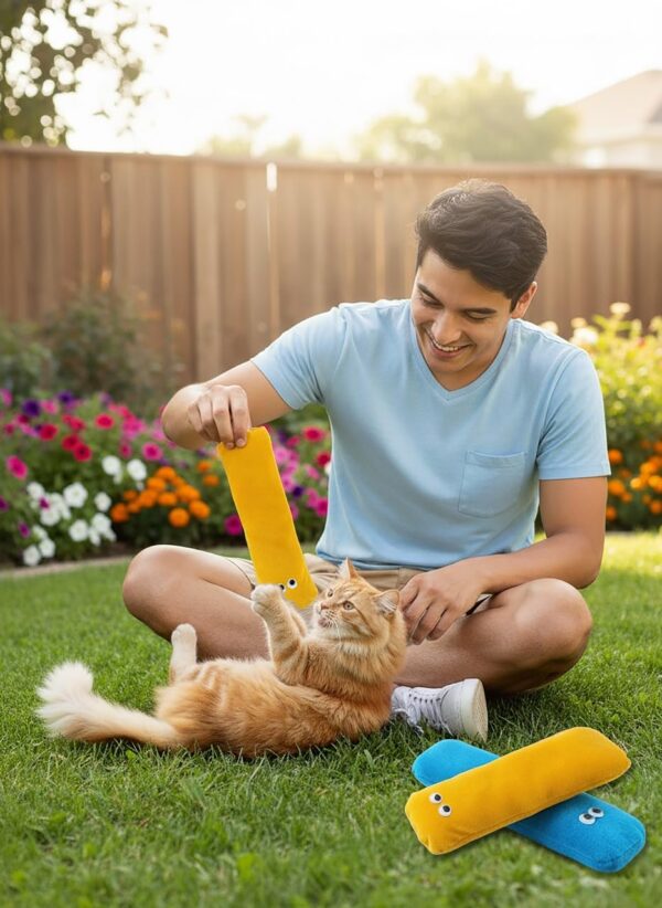 71t-Ks6DcdL._SL1280_.jpg Cat Kicker Plush Toy Set for Cats & Kittens | Soft, Colorful & Lightweight Toys with Catnip fillable Pocket | Non-Squeaky, Fun Indoor Play | Pack of 3 (Colors May Vary)
