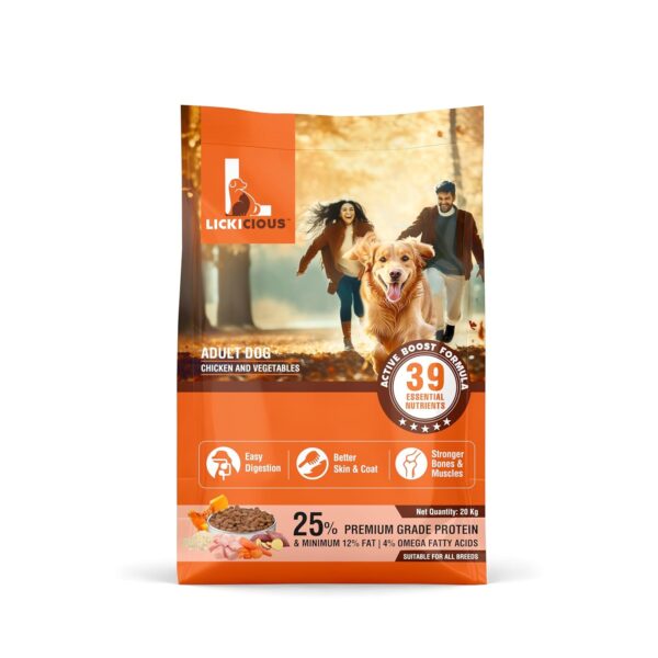 Dry Dog Food Adult 20kg | High Protein Chicken, Rice, Dry Dog Food Adult 20kg | High Protein Chicken, Rice, Vegetables| 39 Essential Nutrients| Healthy Skin Shiny Coat, Strong Bones & Muscles| Complete Balanced Pure Pet Food for Pedigree Dog