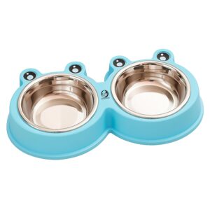 Foodie Puppies 2-in-1 Food and Water Bowl for Cats and Foodie Puppies 2-in-1 Food and Water Bowl for Cats and Kittens - (Frog Bowl, Small) 200ml Each | Non-Slip, Non-Toxic Pet Feeding Plastic Frog Face Shaped Double Bowl Food & Water Feeder
