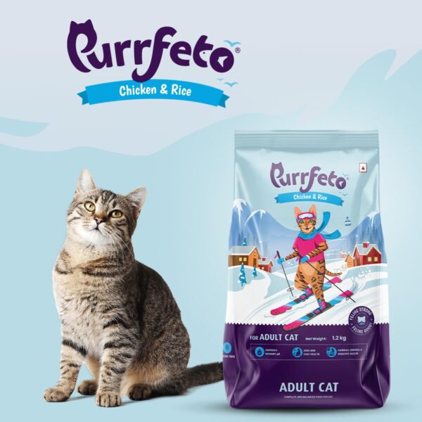 71tMQu343VL._SL1200_.jpg Adult Dry Cat Food | Chicken & Rice | 1.2 kg Ingredients |40% Reduction in Urinary Track Diseases |Anti Hairball Formula |Healthy Skin & Coat |Improves Digestive Health