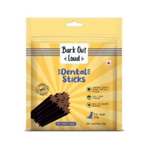 BARK OUT LOUD- Dental Sticks Adult Dog Treats | Sugar/Gluten BARK OUT LOUD- Dental Sticks Adult Dog Treats | Sugar/Gluten Free | Plaque Tartar & Odour Oral Care | Fresh Smell Chicken Dog Treats - 100 Gm