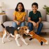 The Pets Company No Stuffing Plush Puppy, Dog Chew Toy Squeaky Crinkle Crackle, Durable Toys for Dogs, Interactive Pet Chew Toys for Small Medium Large Breeds, Boredom Buster - Fox (44 Cms)