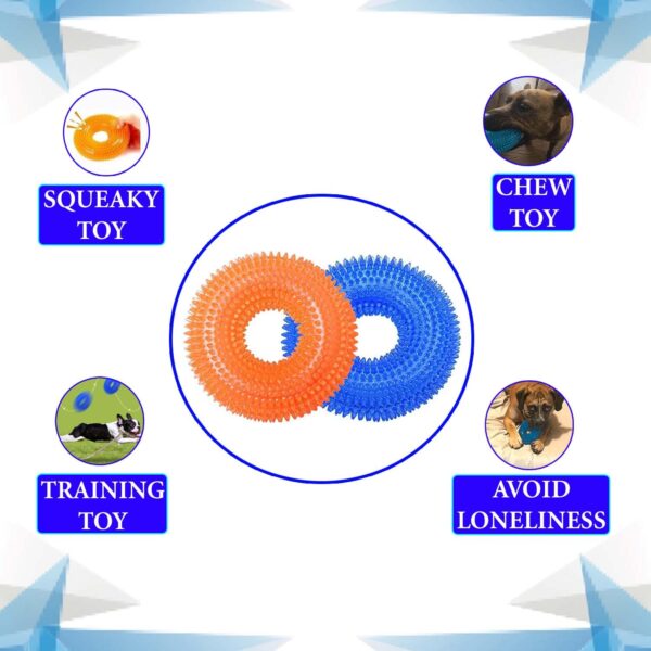 71ukkQ8fcvL._SL1500_.jpg Woofy Pups&Pets Dog Squeaky Chew Toys For Aggressive Chewers | Dental Cleaning Non-Toxic Soft Natural Rubber Toy | Cute Crystal And Spiked Toy For Dogs (Ring Shape)