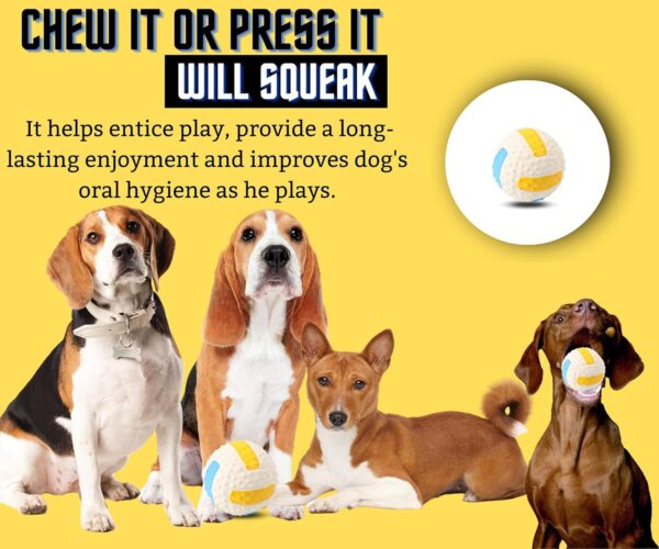 71urtz496gL._SL1500_.jpg PremiumAV Squeaky Dog Ball Toy – Interactive Chew Toy for Small Dogs & Cats, Durable Fetch Ball with Loud Squeaker, Fun Sound Dog Toys for Training, Teething & Playtime, Volleyball Shape