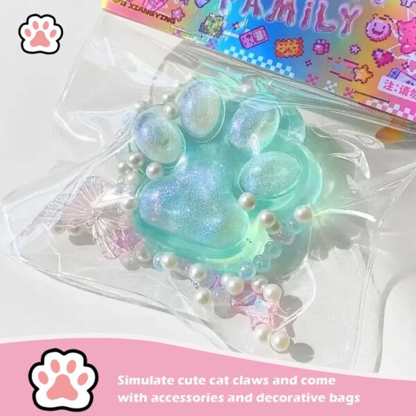 2pcs Taba Squishy, Cat Paw Squishy Toys with Pearl Butterfly Decor, Adorable & Fufu Squishy Stress Relief Gifts for Cute Fidget Toy for Kids & Adults, for Parties & RelaxationToys