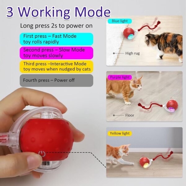 Tails Cat Toys,Agile Moving Ball with Elastic Mesh Tail,Interactive Cat Toy for Indoor Cats,Motion Activated,Ultra-Fast Kitten Toys