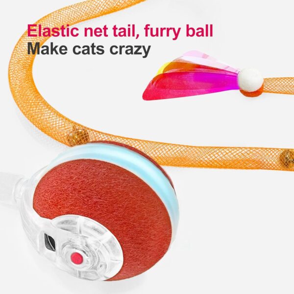 Tails Cat Toys,Agile Moving Ball with Elastic Mesh Tail,Interactive Cat Toy for Indoor Cats,Motion Activated,Ultra-Fast Kitten Toys