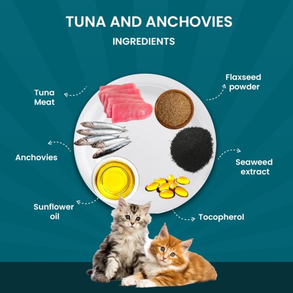 71vyCOyxWL._SL1500_.jpg Goofy Tails Wet Cat Food and Kitten Food Variety Pack 210g (70g X 3 Pouches), Tuna and Anchovies, Mackerel and Seaweed, Chicken and Flaxseeds, Preservative Free, Wholesome, Natural Cat Wet Food