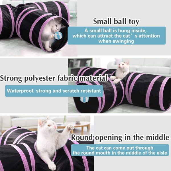 Cat Tunnel Kitten Dog Rabbits Cat Interactive Toy Play Toy Foldable Pet Cat Toy with Ball Tunnel (3 Way, Pink),for kid