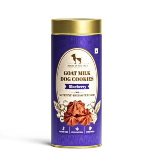 Heads Up For Tails HUFT Adult Goat Milk Dog Cookies Heads Up For Tails HUFT Adult Goat Milk Dog Cookies - Blueberry | Premium Dog Biscuits for Puppies, Pomeranians & Adult Dogs | Veg Dog Treats for Training, Snacking & All Breeds - 200 gm