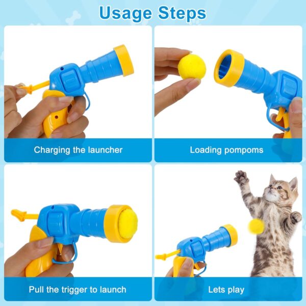 RAMONI Interactive Cat Ball Launcher, Cat Ball Toys, Launcher with 30pcs Soft Plush Balls Silent Smart Play Toy Shooting Toy Funny Interactive Cat Toys for Indoor Training Exercise Playing