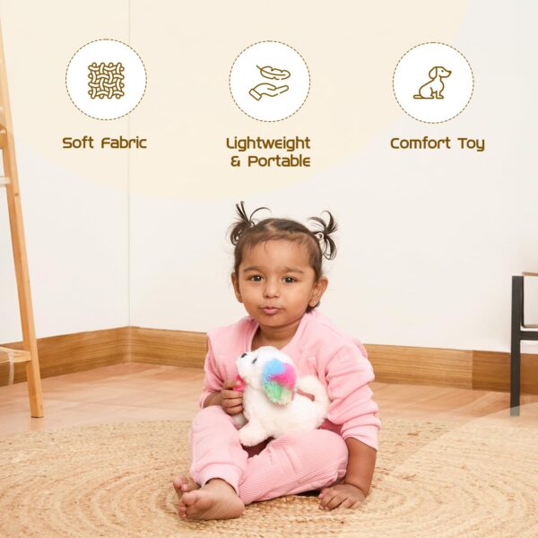 Amazon Brand - Jam & Honey Poochie Puppy Deluxe | 15 cm Electronic Plush Dog Toy | Sound-Enabled | Multicolor Ears | Soft & Huggable | BIS Certified | for Kids 3+ Years
