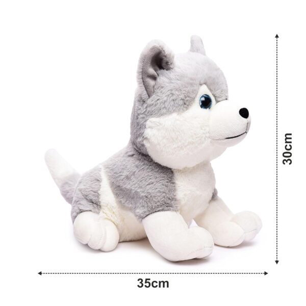 Webby Plush Husky Dog Stuffed Animal Puppy Soft Toy, Birthday Gift, Adorable Gifts for Kids and Adult, Glitter Eyes Soft Toy, 35CM (Grey) | for Boys & Girls