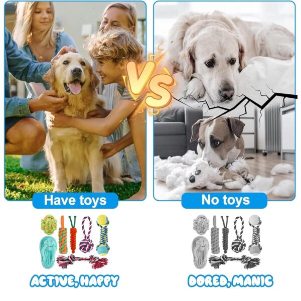 emily pets Dog Chew Rope Toys Pack of 7 Combo for Dogs & Puppies Ball Dual-Tennis Knotted Chewing Dog Toy for Playing, Teeth Cleaning & Training (Color As Vary, Pack 7)