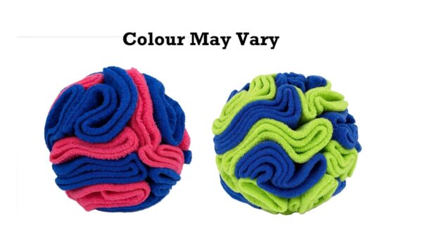 71zYnql7vVL._SL1500_.jpg The Pets Company Snuggle Snuffle Dog Feeder Ball – Interactive Puzzle Toy for Dogs, Mental Stimulation, Anxiety Relief, Slow Feeding, Machine Washable, Treat Dispenser, Multicolor - 6 Inches
