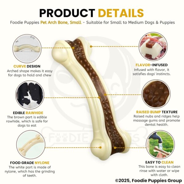 Foodie Puppies Durable Nylon Chew Toy (Arched Bone, Small, 10.5cm) for Small Dogs & Puppies | Tough Treat Toy for Teething, Training & Aggressive Chewers of All Breeds