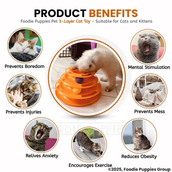 Foodie Puppies Interactive (3 Layers) Tower Track Roller with Colorful Balls for Cats and Kittens | Turntable Puzzle Toy for Mental and Physical Exercise (Color May Vary)