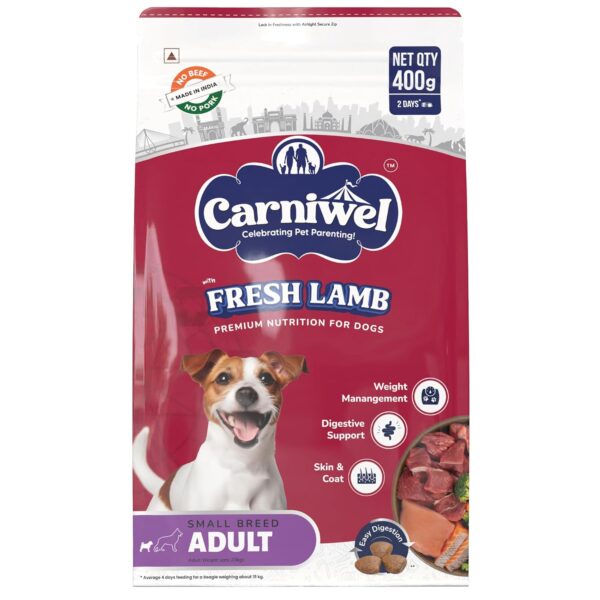 Fresh Lamb Adult Dry Dog Food 400g | Natural Ingredients Fresh Lamb Adult Dry Dog Food 400g | Natural Ingredients for Optimal Skin & Coat Health | Highly Palatable | Supports Joint Health | Tailored, Premium Nutrition for Small Dogs