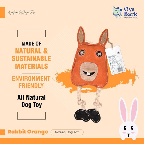 811vVzyJACL._SL1500_.jpg Orange Rabbit Leather Dog Toy – Natural Leather Chew Toy with Hand-Stitched Finish, Jute Rope & Coconut Fiber | Eco-Friendly, Durable, Non-Toxic Toy for Large Dogs, Puppies & All Breeds