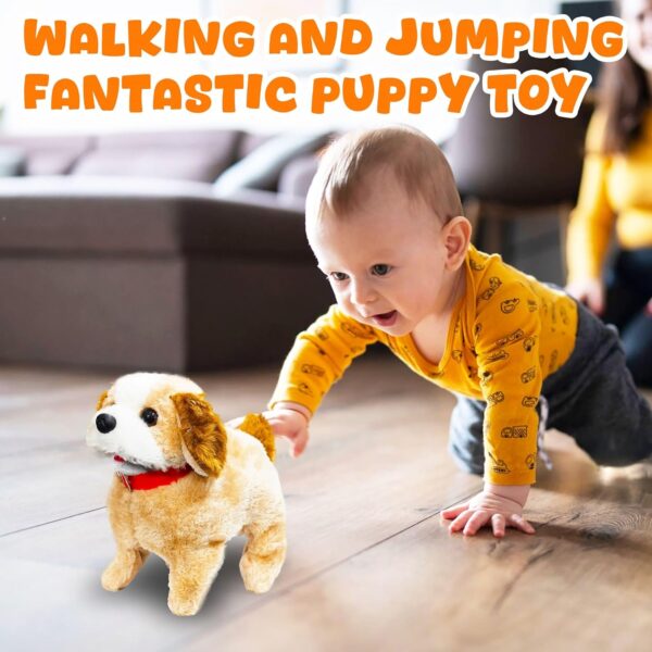 VGRASSP Walking and Jumping Puppy Toy for Kids - Battery Operated Back Flip Jump Dog with Sound - Color As Per Stock