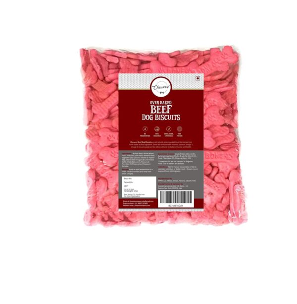 Chewers Oven Baked Real Beef (Buffalo) Dog Biscuits, Beef Flavour, Dog Treat 1 Kg