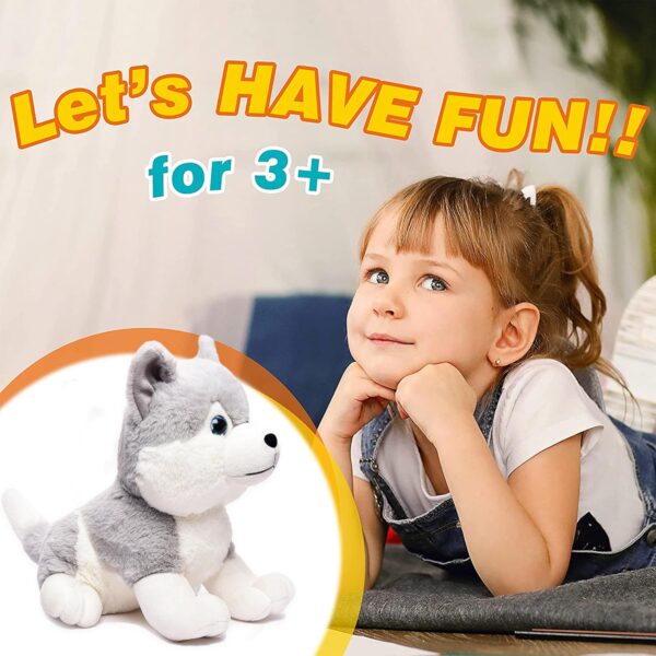 Webby Plush Husky Dog Stuffed Animal Puppy Soft Toy, Birthday Gift, Adorable Gifts for Kids and Adult, Glitter Eyes Soft Toy, 35CM (Grey) | for Boys & Girls