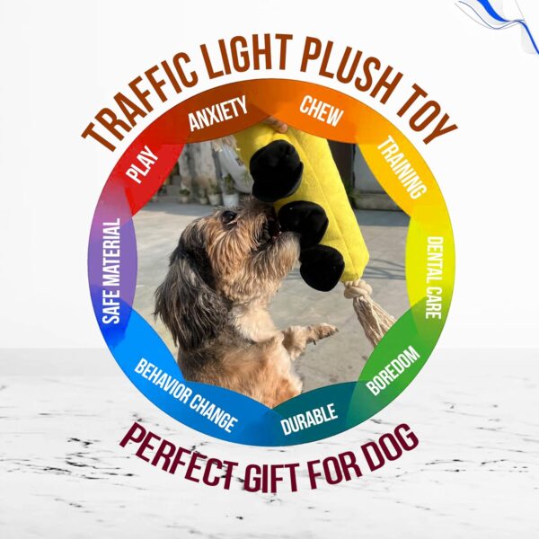 Goofy Tails Traffic Light Plush Toy With 3 Squeaky Tennis Balls for Dogs - Crinkle and Chew Toys for All Breeds - Ball and Rope Toys