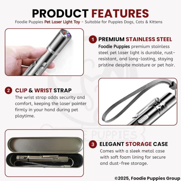 815EdpTEL4L._SL1500_.jpg Foodie Puppies 3 in 1 USB Laser Pointer Cat Teasing Toy with 5 Adjustable Patterns I Pet Chaser Tease Stick Pointer Toys for Cats, Kitten, Puppies & Dogs I Fun Exercise & Training for Indoor & Outdoor