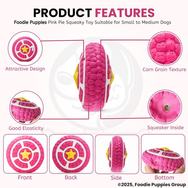 816-r8M6MaL._SL1500_.jpg Foodie Puppies Interactive Non-Toxic Soft Latex Squeaky Chew Toy for Small to Medium Dogs (Pink Pie - Large) | Chewing, Floating, Training, and Bouncing | Reduce Separation Anxiety