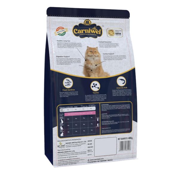 Persian Adult Dry Cat Food 400g with Antarctic Krill & Taurine | Fresh, Natural Ingredients | Highly Palatable | Supports Healthy Skin & Coat | Reduces Hairball Formation | Premium Nutrition