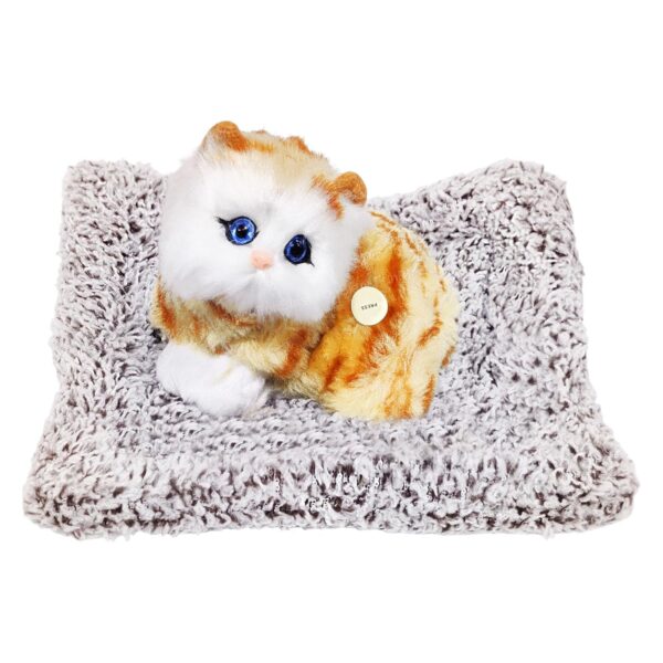 FunBlast Cute Cat Plush Toy with Meow Sound, Toy Accessories for Car Dashboard & Home Décor, Gift for Kids, Realistic Cat Pet Toys with Bed
